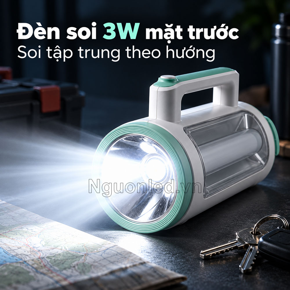 Đèn pin cầm tay chiếu sáng khi kiểm tra thiết bị tại khu vực thiếu sáng có đèn soi mặt trước