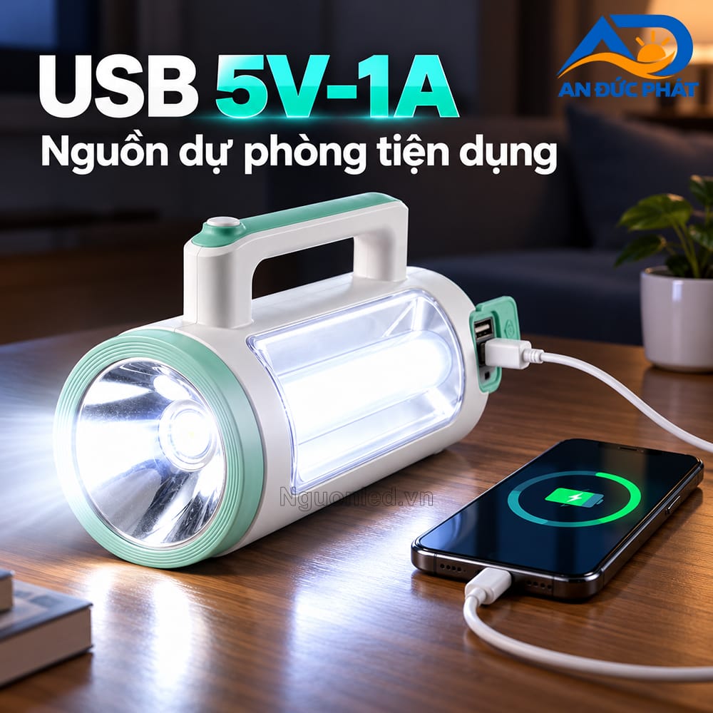 Đèn pin đa năng có quai cầm và móc treo dùng tại nhiều vị trí
