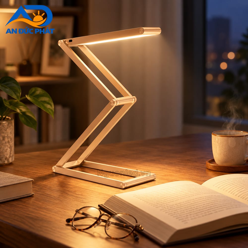 Đèn bàn LED với ba chế độ ánh sáng vàng, trung tính và trắng