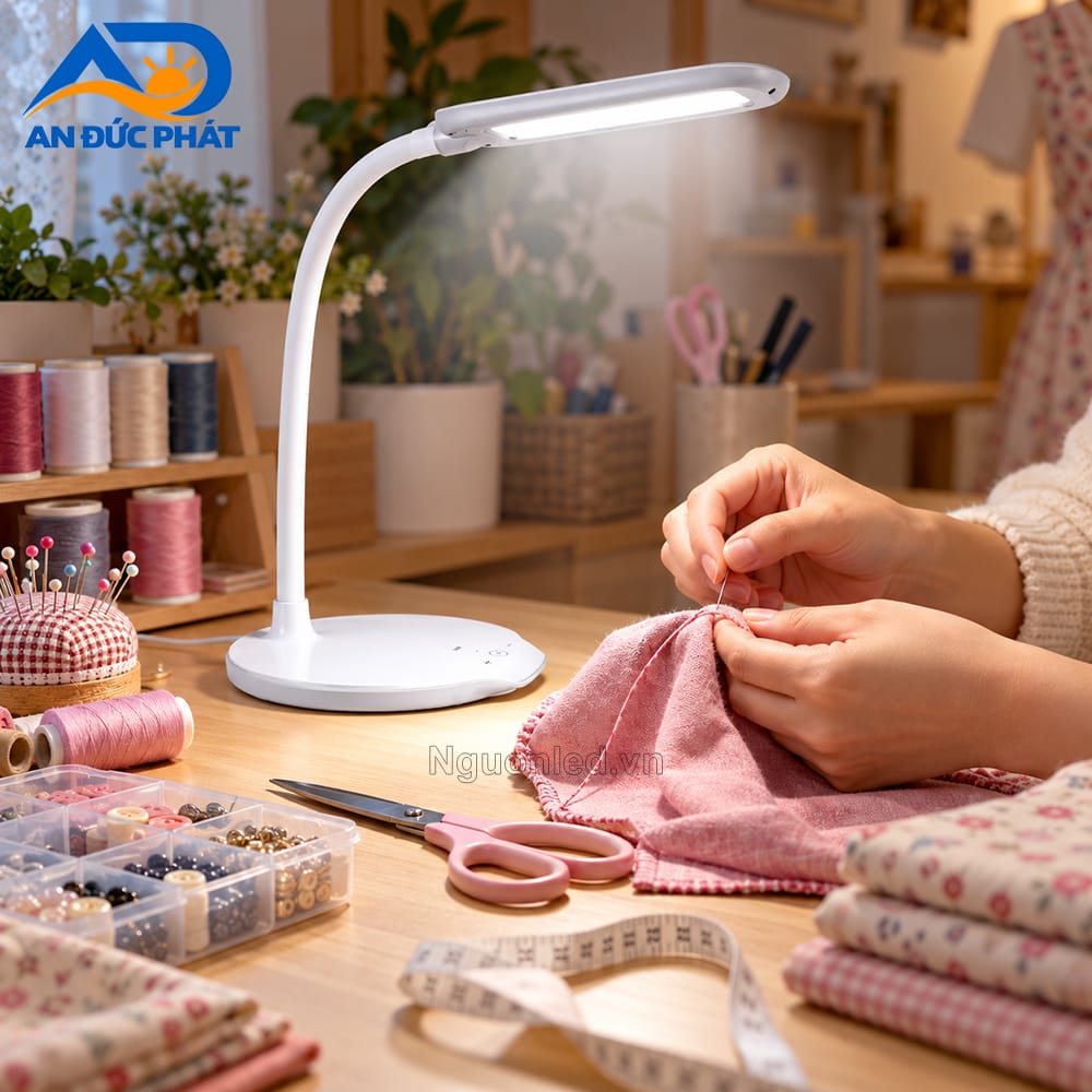 Đèn bàn điều chỉnh độ sáng theo năm mức từ 20 đến 100 phần trăm