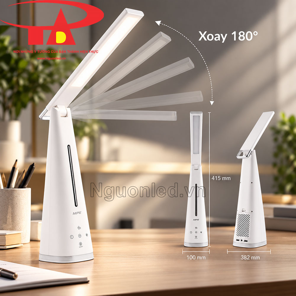 Đèn bàn LED với ba màu ánh sáng và chức năng hẹn giờ tắt đèn chính sau thời gian cài đặt