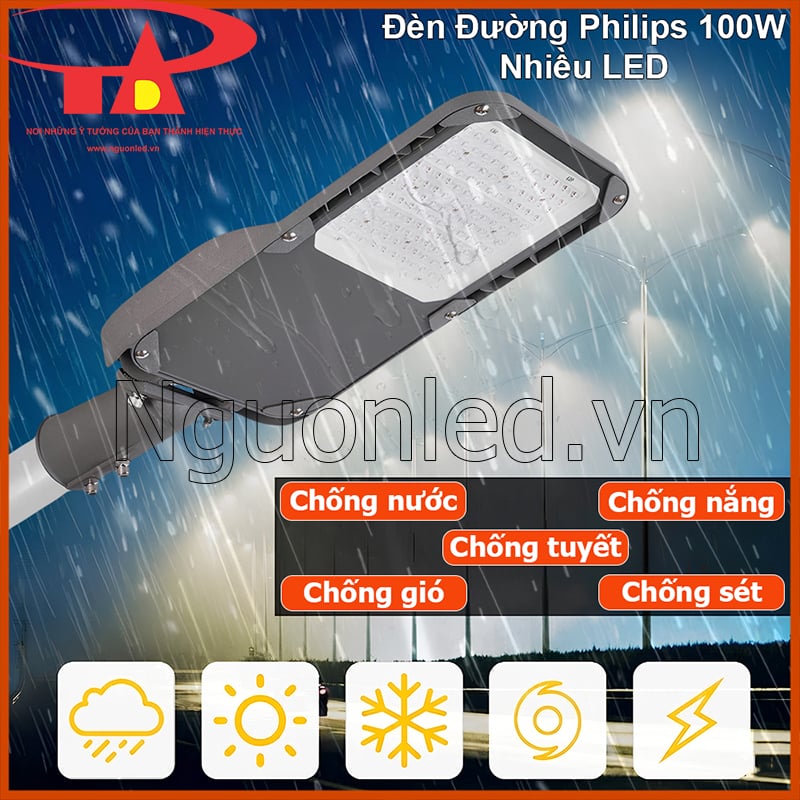 Đèn đường philips 100w chịu mưa gió va chạm hoạt động ổn định lâu dài