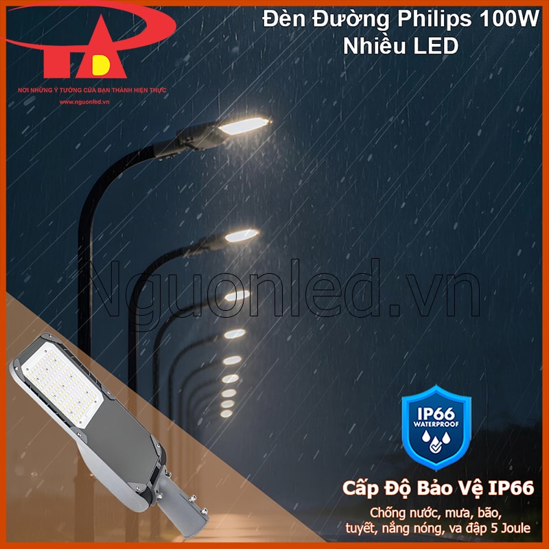 Đèn đường led 100w chống nước IP66 và chống va đập dùng ngoài trời