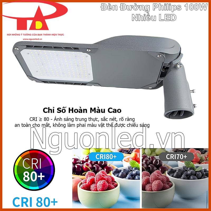 Đèn đường philips 100W nhiều led ánh sáng rõ màu không gây sai lệch vật thể