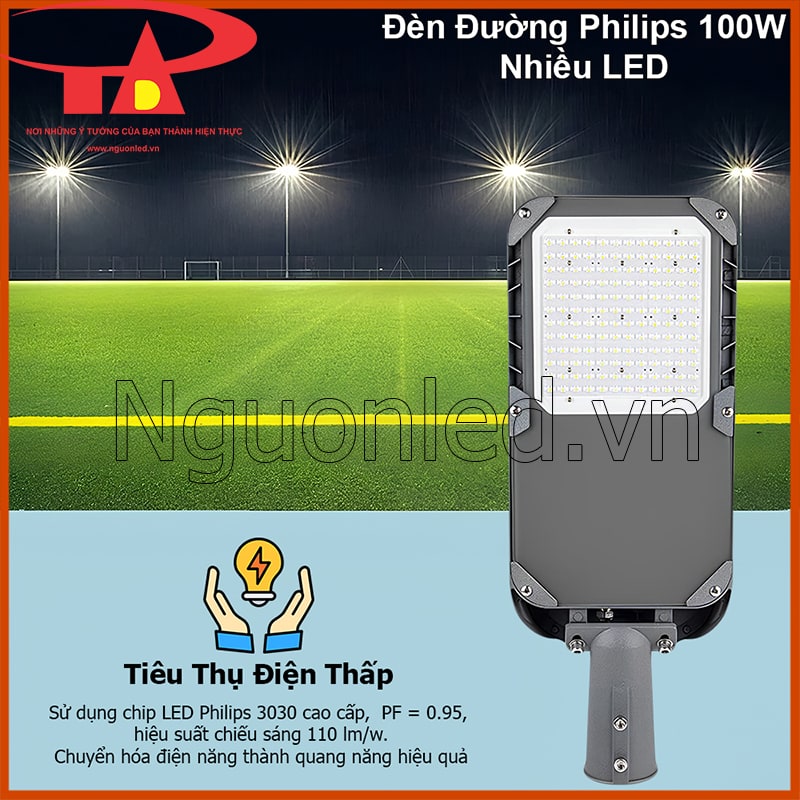 Đèn đường led 100w philips tiết kiệm điện so với đèn cao áp truyền thống