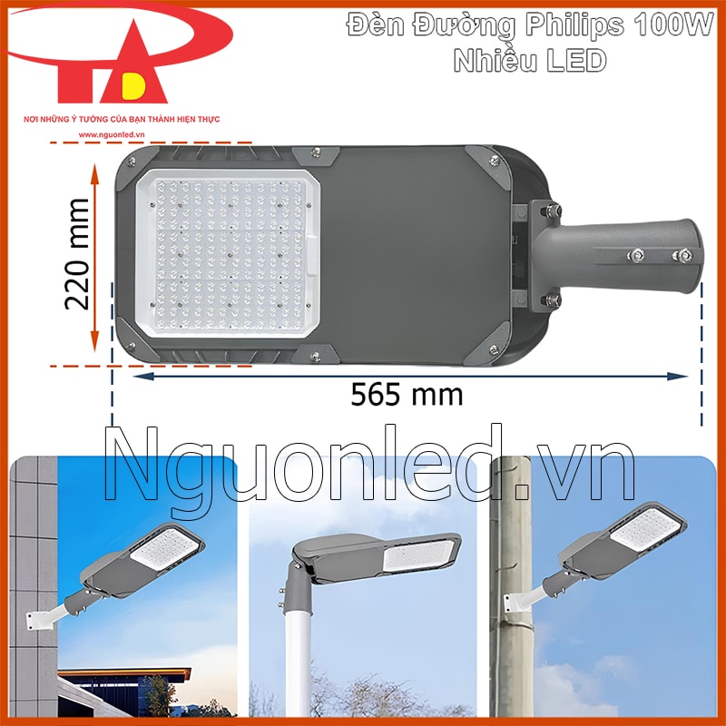Đèn đường 100w philips nhiều led thiết kế nhỏ gọn dễ lắp cột và tường