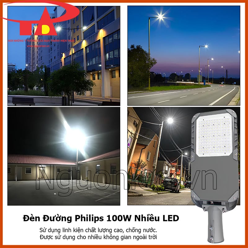 Đèn đường led 100w philips ánh sáng mạnh lắp đặt đường phố, khu dân cư