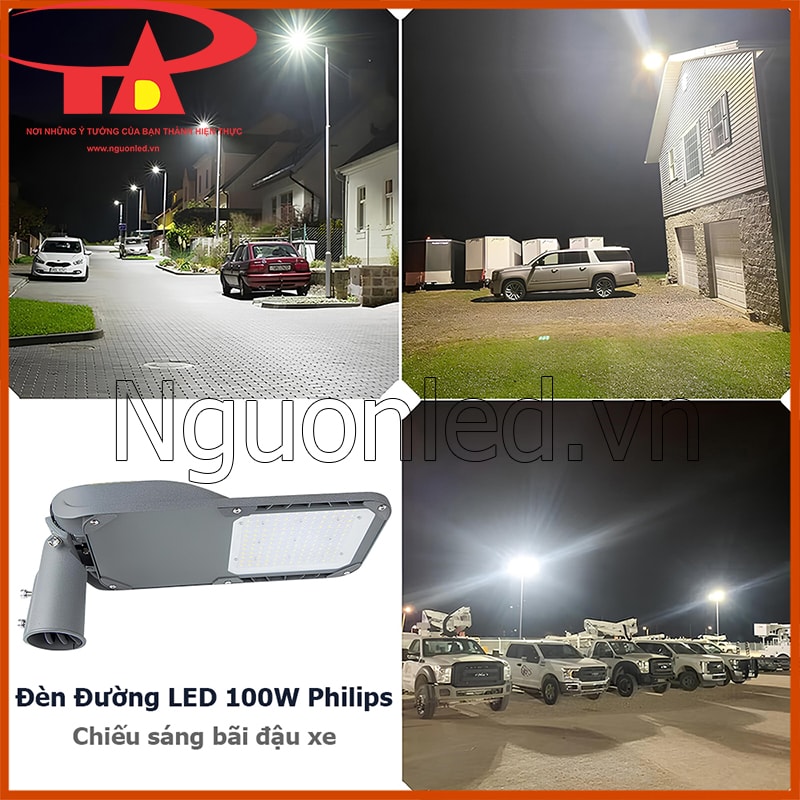 Đèn đường led 100w chiếu sáng bãi đậu xe ngoài trời dễ quan sát