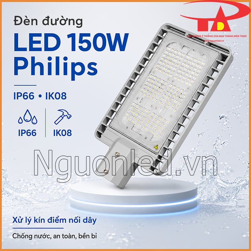 Đèn LED chiếu sáng ngoài trời 150W với IP66, IK08 và lưu ý xử lý kín điểm nối dây