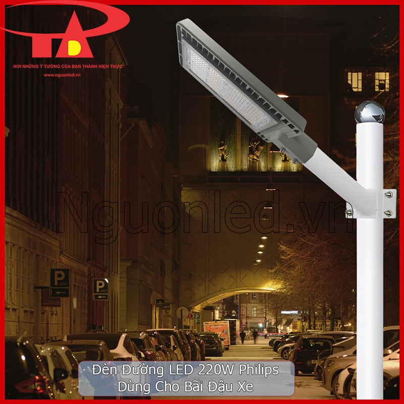 Đèn LED đường phố Philips chiếu sáng bãi xe ngoài trời giúp quan sát phương tiện dễ dàng