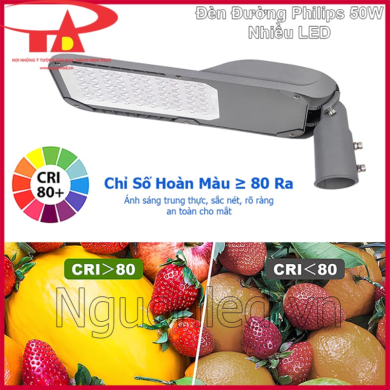 Đèn đường philips 50w cho ánh sáng trung thực giúp nhìn rõ vật thể ban đêm