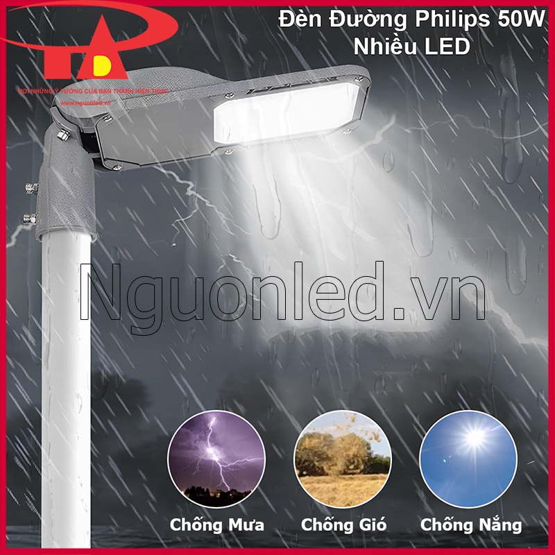 Đèn đường philips 50w chống nước IP66 hoạt động ổn định khi mưa ngoài trời
