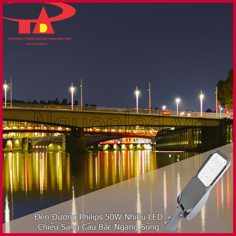 Đèn led đường phố 50w dùng cho cầu kênh rạch tạo cảm giác an toàn khi di chuyển