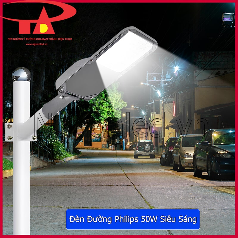 Đèn đường led 50w chiếu sáng đường làng khu dân cư ánh sáng vừa đủ dễ chịu
