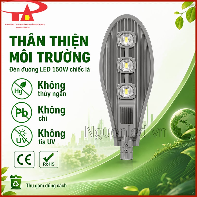 Đồ họa đèn đường 150W chiếc lá không chứa thủy ngân, chì, tia UV và có thông tin CE, RoHS