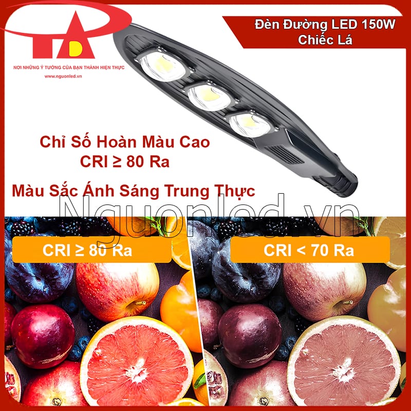 Đèn đường 150W CRI 80Ra tái tạo màu sắc vật thể rõ ràng hơn