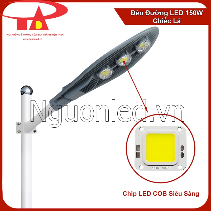 chip COB sanan trên đèn đường LED chiếc lá 150W cho quang thông mạnh