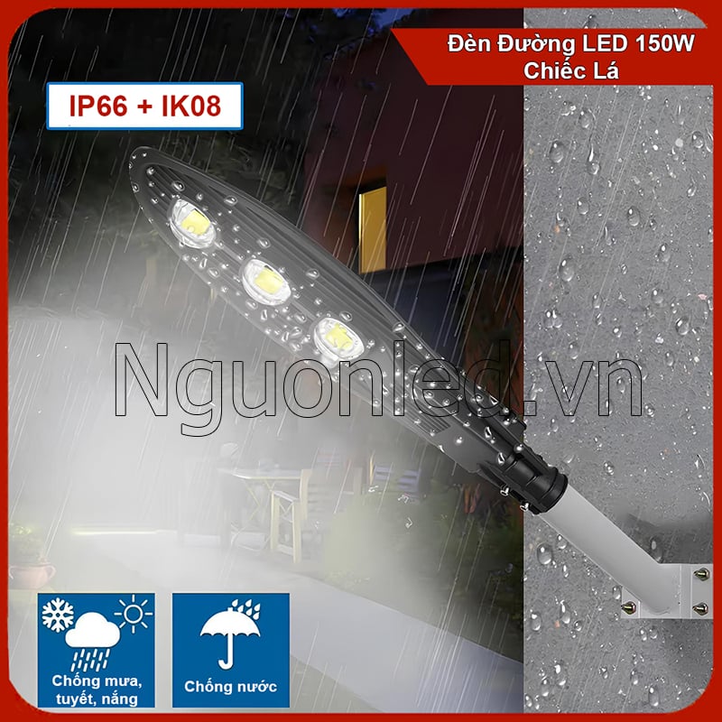 Đèn đường LED kiểu chiếc lá 150W đạt chuẩn IP66 chống nước bụi