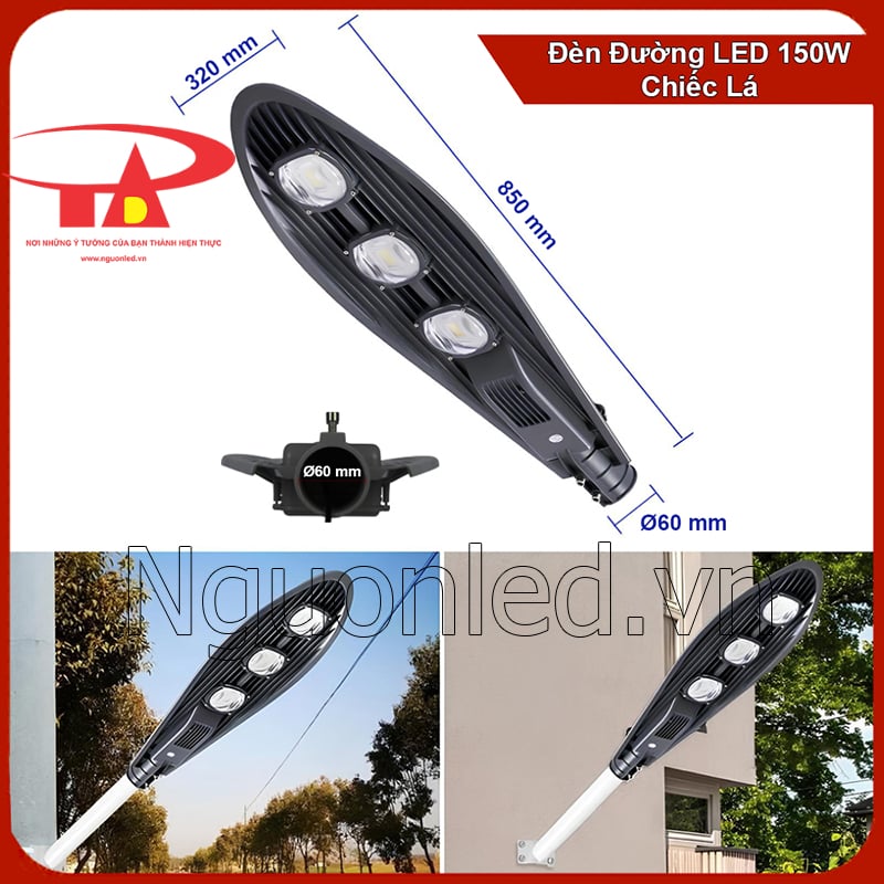 Đèn đường hình chiếc lá 150W thiết kế mỏng nhẹ dễ thi công