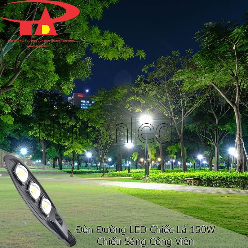 Đèn đường LED chiếc lá 150W chiếu sáng công viên an toàn buổi tối