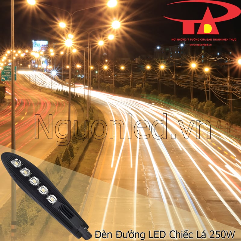 Đèn đường led chiếc lá 250W chiếu sáng đường phố, quốc lộ, khu dân cư hiệu quả