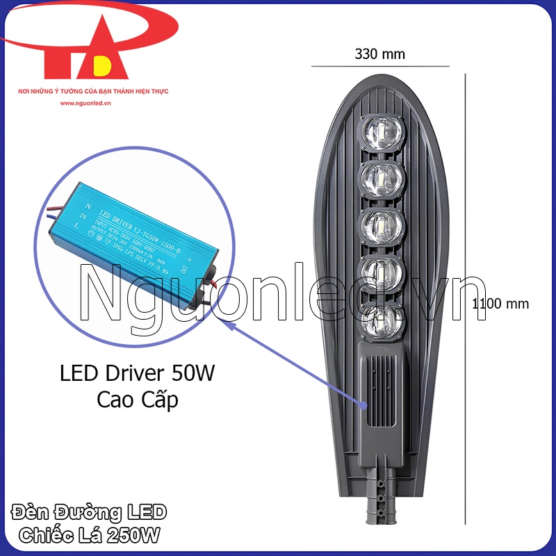 Tăng phô cao cấp trong đèn đường led 250W giúp ổn định điện áp, bảo vệ chip