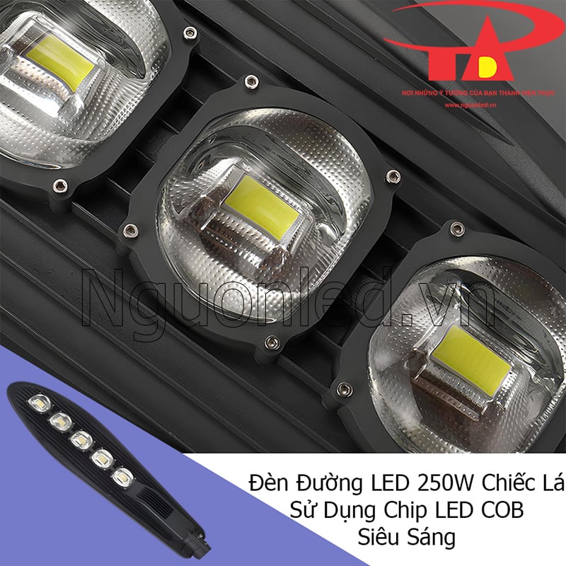 Chip LED COB trong đèn đường led 250W chiếc lá chiếu sáng mạnh và bền bỉ