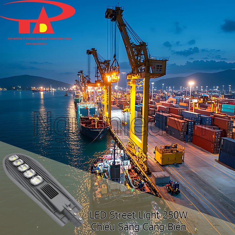Đèn đường led 250W kiểu chiếc lá chiếu sáng cảng biển, bến sông bền bỉ ngoài trời