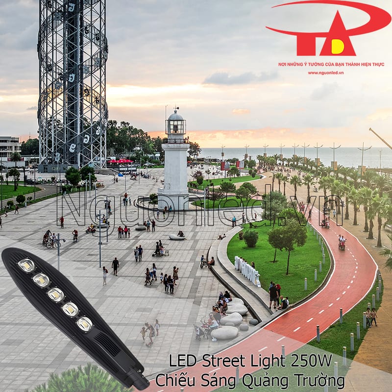 Đèn đường led 250W kiểu chiếc lá chiếu sáng quảng trường rộng và sang trọng