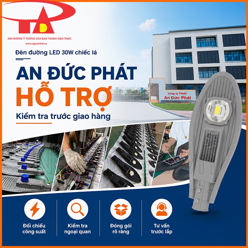 An Đức Phát hỗ trợ kiểm tra công suất, ngoại quan và đóng gói đèn đường LED 30W