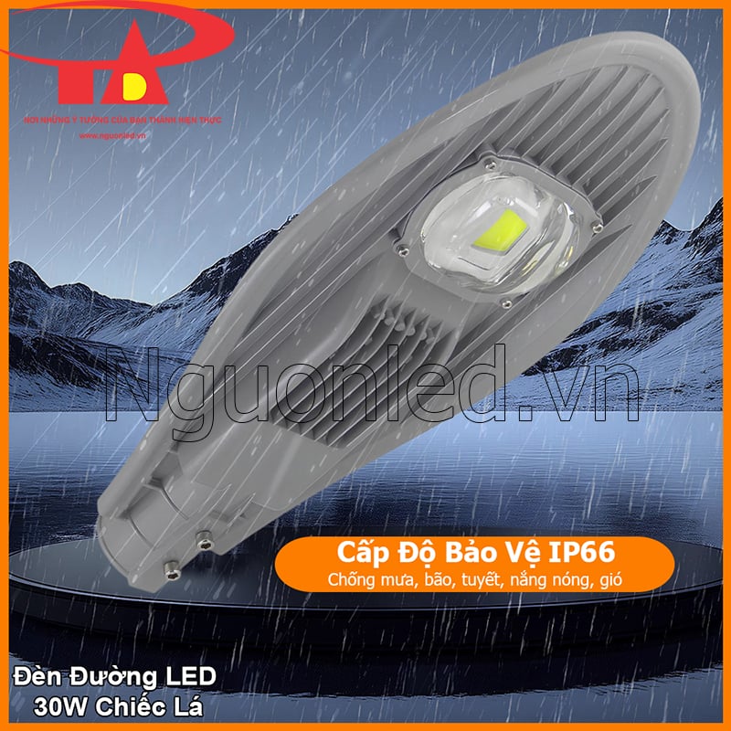 Đèn đường led 30W chiếc lá đạt chuẩn IP66 chống nước ngoài trời