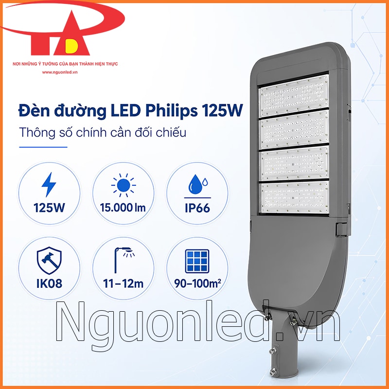 Đèn đường LED Philips 125W An Đức Phát với thông số 125W, 15.000 lm, IP66, IK08