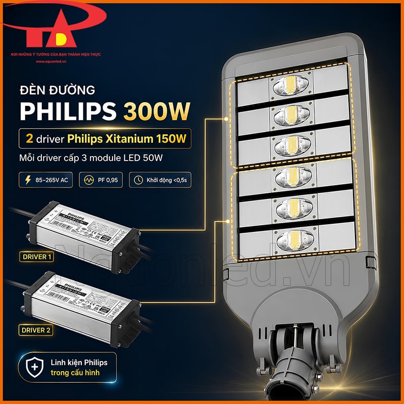 Hai driver Philips Xitanium 150W trong cấu hình đèn đường Philips 300W