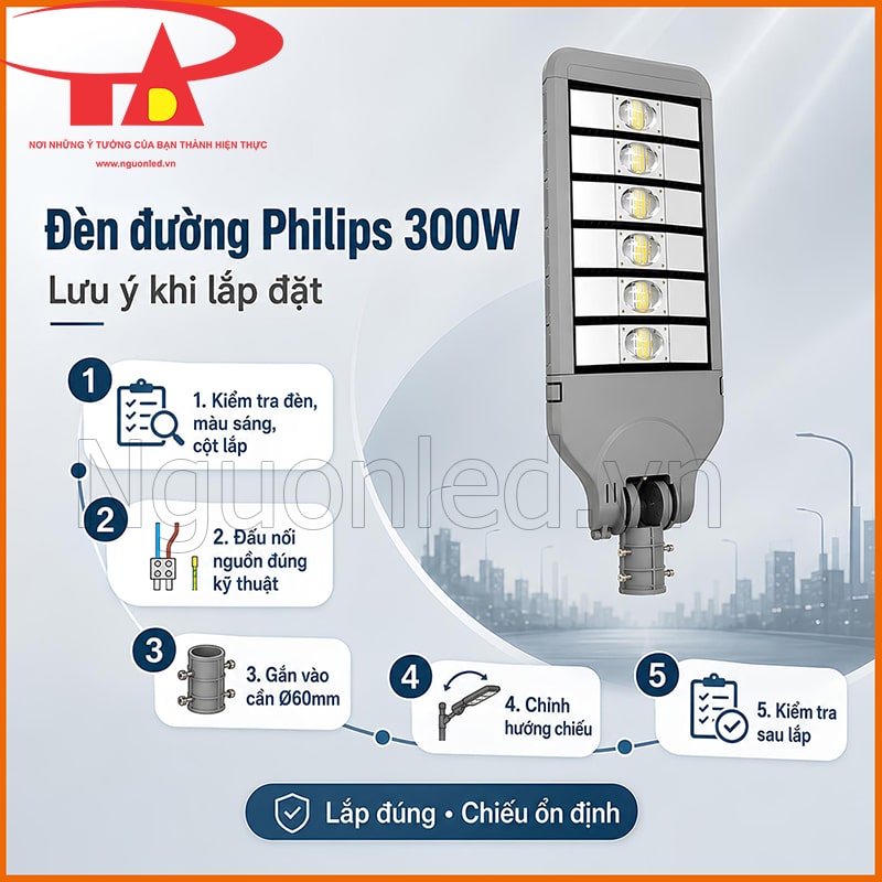Đèn đường Philips 300W và 5 bước lắp đặt