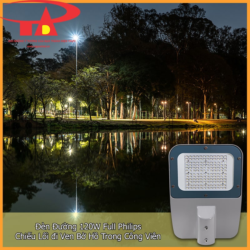 Đèn đường 120W chiếu sáng lối đi ven hồ trong công viên