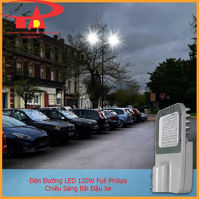 Đèn đường 120W Full Philips cho bãi xe công ty, điểm dừng xe và khu đỗ ngoài trời