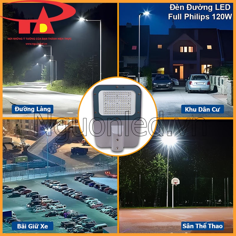 Đèn đường Full Philips 120W chiếu đường làng, khu dân cư, bãi giữ xe, sân bóng