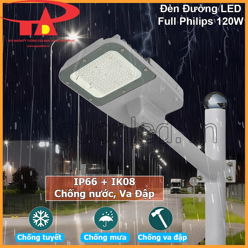 Cấp bảo vệ IP66 và IK08 trên đèn đường Philips 120W
