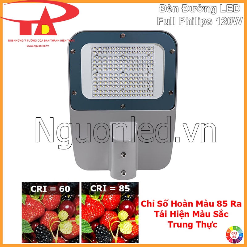 Đèn đường LED 120W Philips với chỉ số hoàn màu 85 Ra