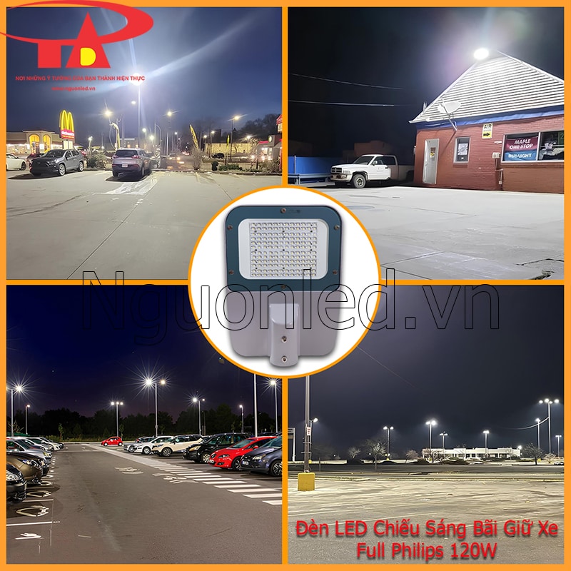 Đèn LED đường phố Philips 120W chiếu sáng bãi giữ xe ngoài trời