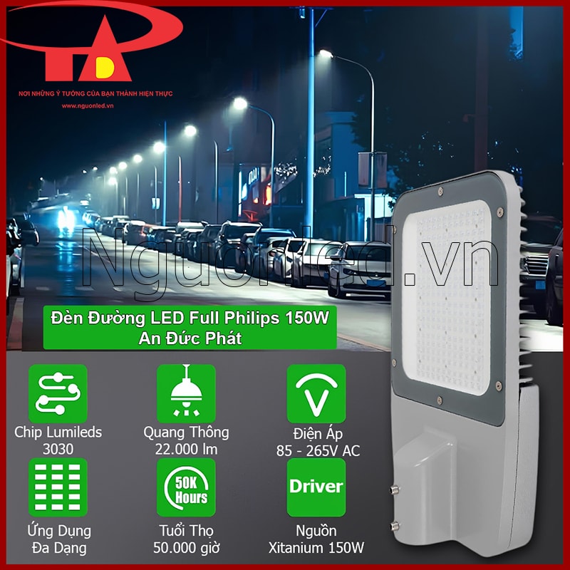 Đèn đường LED Philips 150W chất lượng cao so với hàng trôi nổi, ánh sáng ổn định và bền bỉ hơn