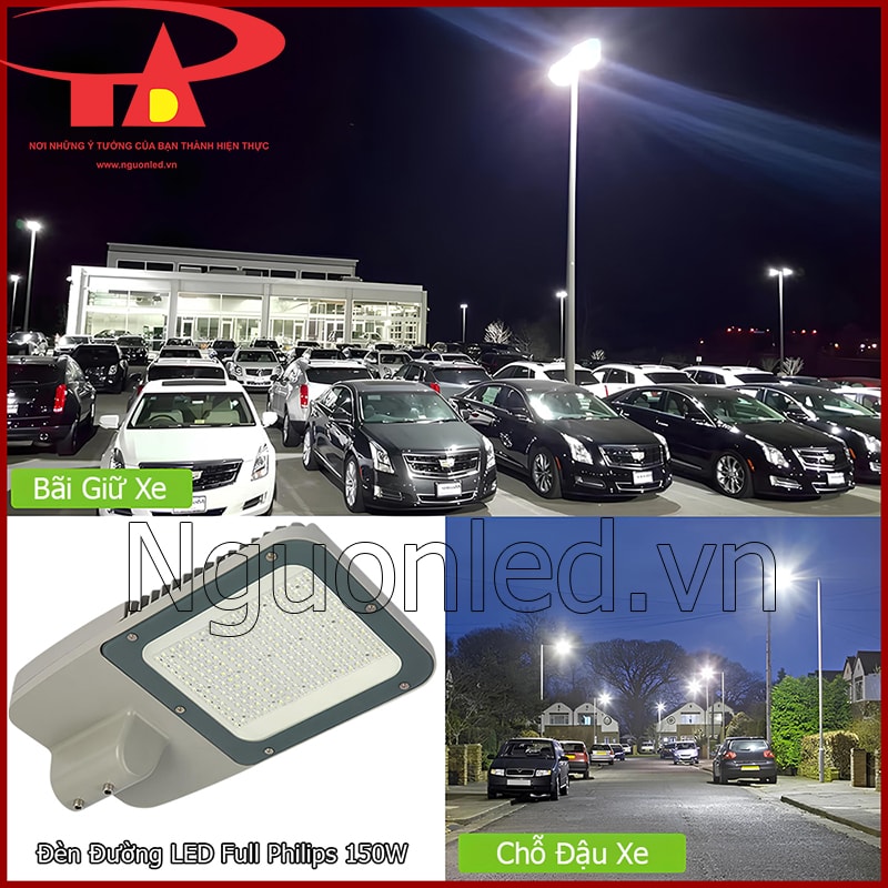 Đèn LED 150W Philips dùng cho bãi giữ xe giúp dễ đỗ xe và kiểm soát không gian ban đêm