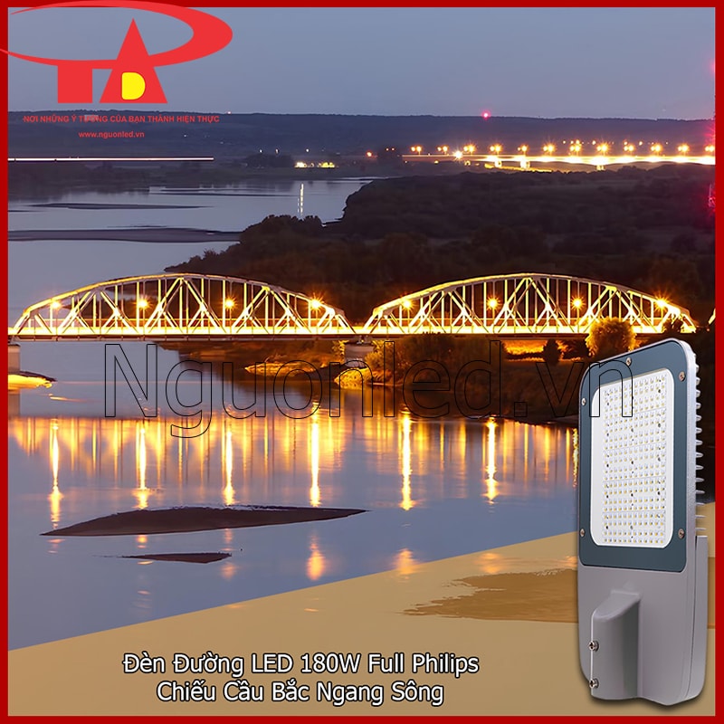 Đèn đường 180W Full Philips cho cầu qua sông với ánh sáng ổn định và hạn chế cảm giác chói gắt