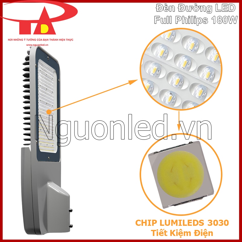 Cận cảnh chip LED Lumileds 3030 trên đèn đường Full Philips 180W