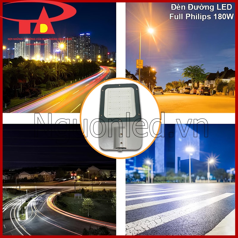 Đèn đường Philips 180W phù hợp đường trục nội bộ, tuyến kết nối và khu vực giao thông có mặt cắt rộng