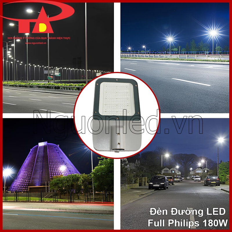 Đèn đường LED Full Philips 180W lắp ngoài trời cho đường nội bộ và công trình cần vùng sáng lớn