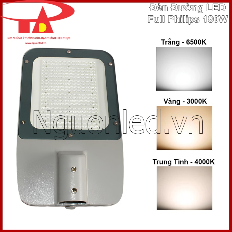 Ba màu ánh sáng 3000K 4000K 6500K của đèn đường Full Philips 180W cho từng nhu cầu công trình thực tế