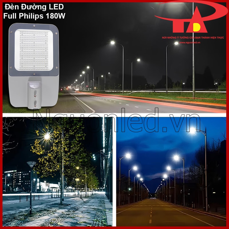 Đèn LED đường phố 180W chiếu sáng đường giao thông ngoài trời với vùng sáng rộng và mặt đường rõ hơn