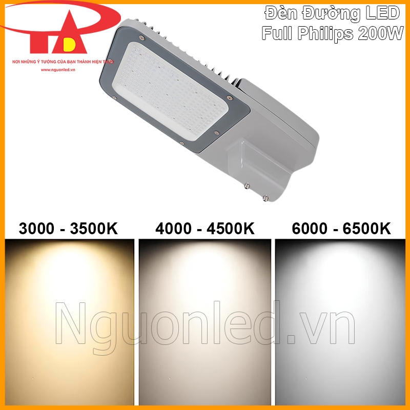 Đèn đường Full Philips 200W có 3 ánh sáng (trắng, vàng, trung tính)