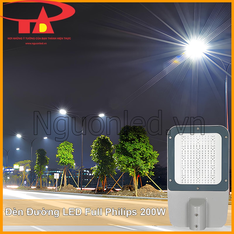 Đèn đường LED Full Philips 200W, ánh sáng mạnh mẽ cho đường phố ngoài trời